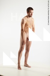 Nude Man White Standing poses - ALL Slim Short Brown Standing poses - simple Realistic