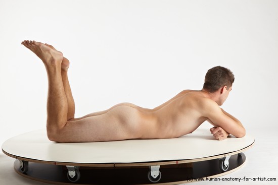 Nude Man White Laying poses - ALL Average Short Brown Laying poses - on stomach Realistic