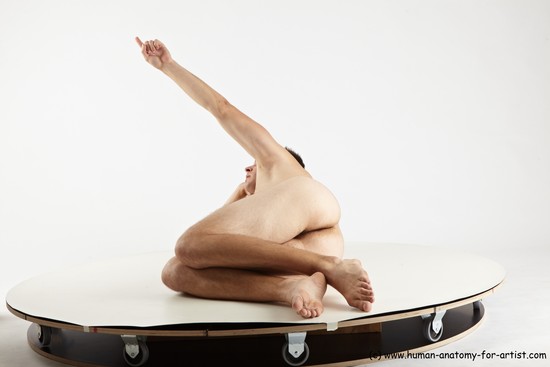 Nude Man White Laying poses - ALL Average Short Brown Laying poses - on side Realistic