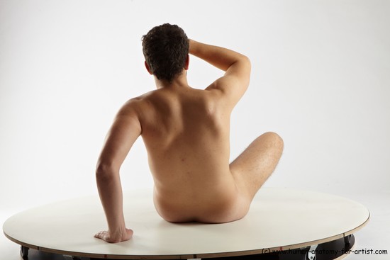 Nude Man White Sitting poses - simple Average Short Brown Sitting poses - ALL Realistic