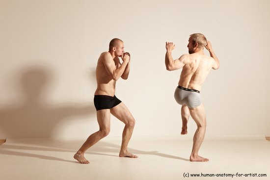 Underwear Martial art Man - Man White Moving poses Athletic Short Blond Dynamic poses Academic