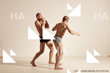 Underwear Martial art Man - Man White Moving poses Athletic Short Blond Dynamic poses Academic