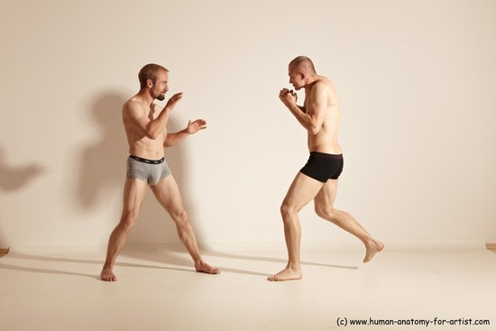 Underwear Martial art Man - Man White Moving poses Athletic Short Blond Dynamic poses Academic