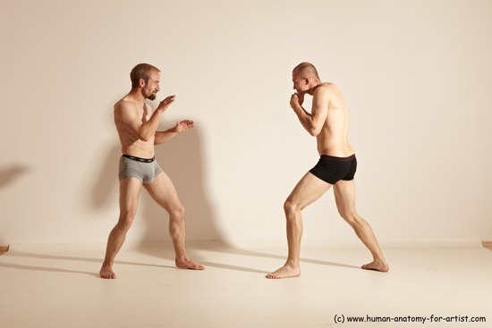 Underwear Martial art Man - Man White Moving poses Athletic Short Blond Dynamic poses Academic