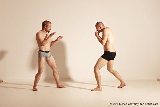 Underwear Martial art Man - Man White Moving poses Athletic Short Blond Dynamic poses Academic