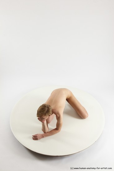 Nude Man White Underweight Medium Brown Sitting poses - ALL Sitting poses - on knees Multi angles poses Realistic