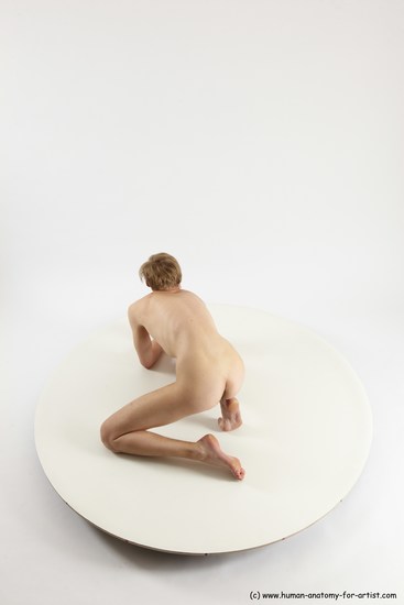 Nude Man White Underweight Medium Brown Sitting poses - ALL Sitting poses - on knees Multi angles poses Realistic