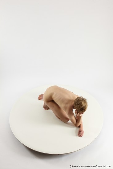 Nude Man White Underweight Medium Brown Sitting poses - ALL Sitting poses - on knees Multi angles poses Realistic