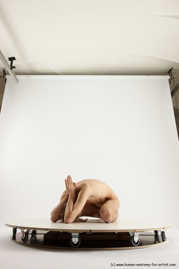 Nude Man White Underweight Medium Brown Sitting poses - ALL Sitting poses - on knees Multi angles poses Realistic