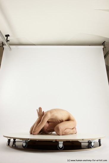 Nude Man White Underweight Medium Brown Sitting poses - ALL Sitting poses - on knees Multi angles poses Realistic