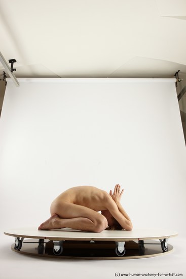 Nude Man White Underweight Medium Brown Sitting poses - ALL Sitting poses - on knees Multi angles poses Realistic