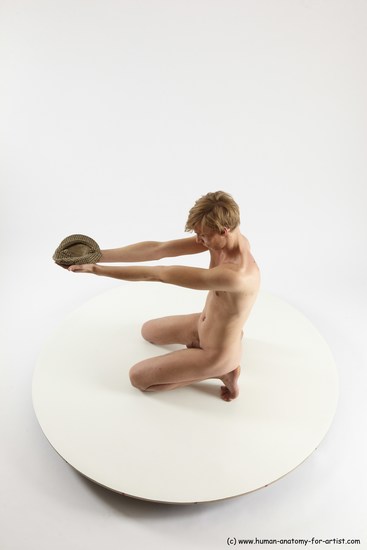 Nude Man White Underweight Medium Brown Sitting poses - ALL Sitting poses - on knees Multi angles poses Realistic