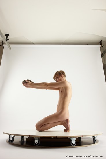 Nude Man White Underweight Medium Brown Sitting poses - ALL Sitting poses - on knees Multi angles poses Realistic