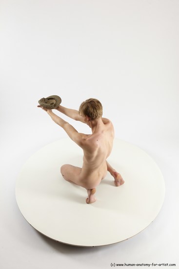 Nude Man White Underweight Medium Brown Sitting poses - ALL Sitting poses - on knees Multi angles poses Realistic