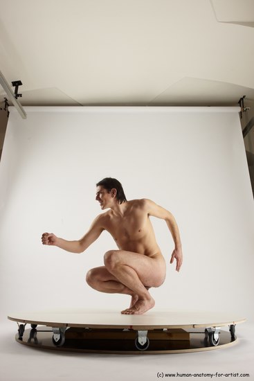 Nude Man White Standing poses - ALL Slim Short Brown Standing poses - knee-bend Multi angles poses Realistic