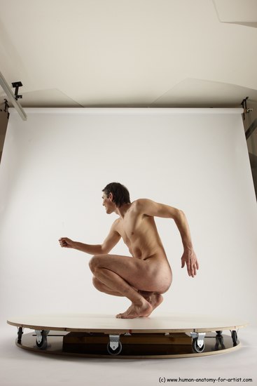 Nude Man White Standing poses - ALL Slim Short Brown Standing poses - knee-bend Multi angles poses Realistic