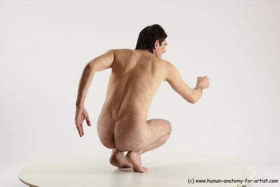 Nude Man White Standing poses - ALL Slim Short Brown Standing poses - knee-bend Multi angles poses Realistic