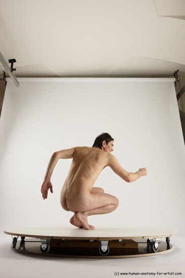 Nude Man White Standing poses - ALL Slim Short Brown Standing poses - knee-bend Multi angles poses Realistic