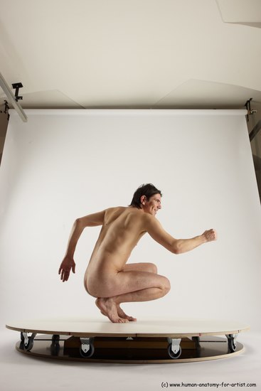 Nude Man White Standing poses - ALL Slim Short Brown Standing poses - knee-bend Multi angles poses Realistic