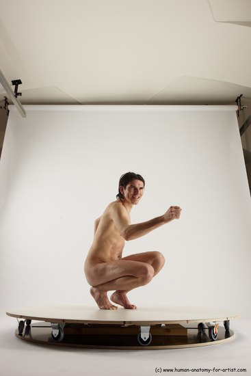 Nude Man White Standing poses - ALL Slim Short Brown Standing poses - knee-bend Multi angles poses Realistic