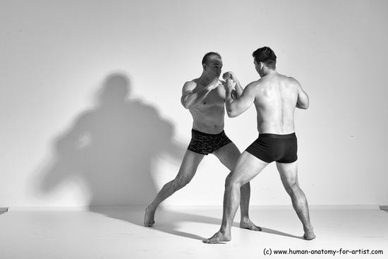 Underwear Martial art Man - Man White Moving poses Athletic Short Brown Dynamic poses Academic