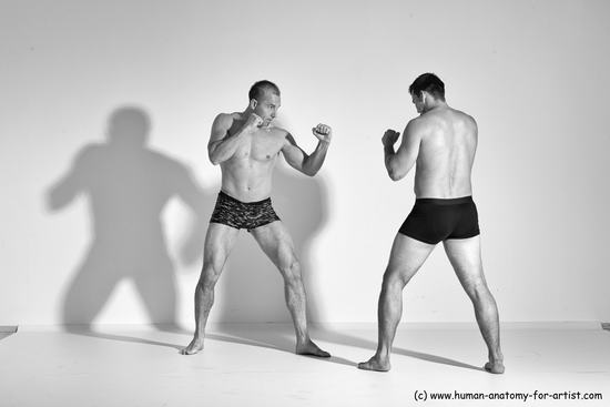 Underwear Martial art Man - Man White Moving poses Athletic Short Brown Dynamic poses Academic