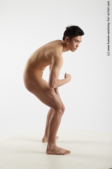 Nude Man Asian Standing poses - ALL Slim Short Black Standing poses - simple Realistic