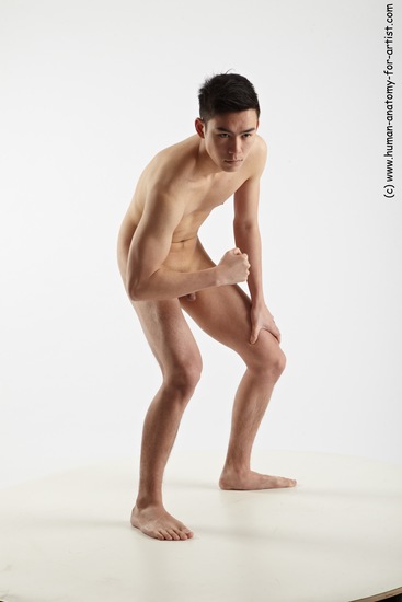 Nude Man Asian Standing poses - ALL Slim Short Black Standing poses - simple Realistic