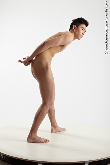 Nude Man Asian Standing poses - ALL Slim Short Black Standing poses - simple Realistic