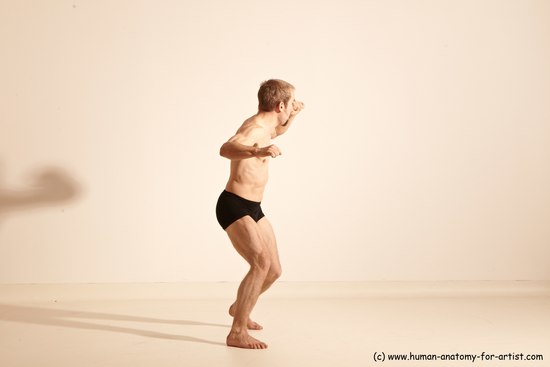 Underwear Martial art Man White Moving poses Slim Short Blond Dynamic poses Academic