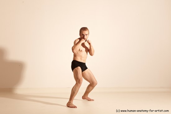 Underwear Martial art Man White Moving poses Slim Short Blond Dynamic poses Academic