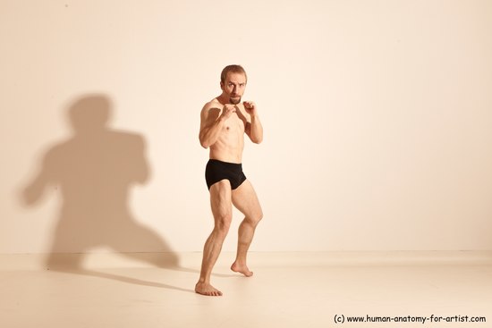 Underwear Martial art Man White Moving poses Slim Short Blond Dynamic poses Academic