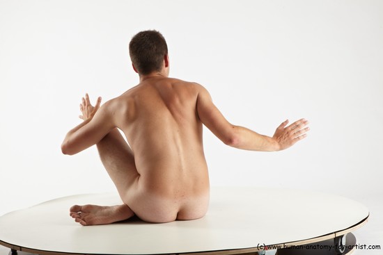 Nude Man White Sitting poses - simple Average Short Brown Sitting poses - ALL Realistic