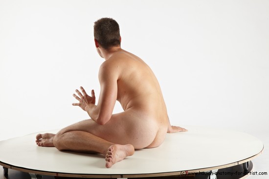 Nude Man White Sitting poses - simple Average Short Brown Sitting poses - ALL Realistic