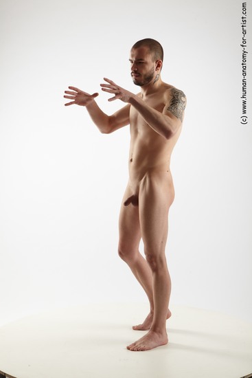 Nude Man White Standing poses - ALL Slim Short Brown Standing poses - simple Realistic