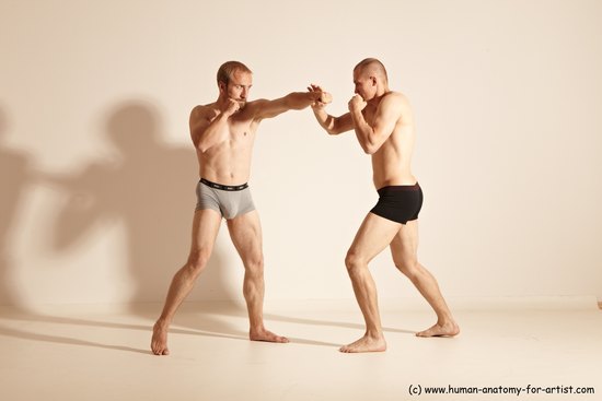 Underwear Martial art Man - Man White Moving poses Slim Short Blond Dynamic poses Academic