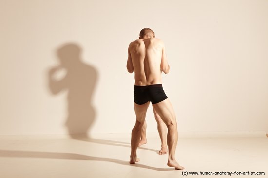 Underwear Martial art Man - Man White Moving poses Slim Short Blond Dynamic poses Academic