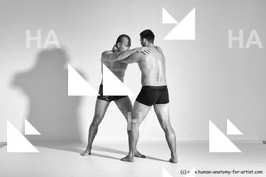 Underwear Martial art Man - Man White Moving poses Athletic Short Brown Dynamic poses Academic