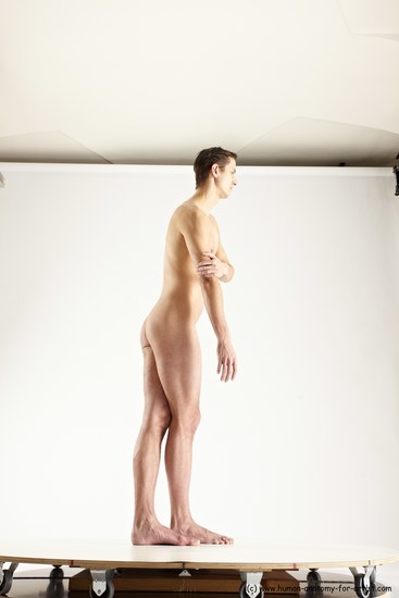 Nude Man White Standing poses - ALL Athletic Short Brown Standing poses - simple Multi angles poses Realistic