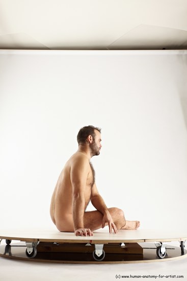 Nude Man White Sitting poses - simple Average Short Brown Sitting poses - ALL Multi angles poses Realistic