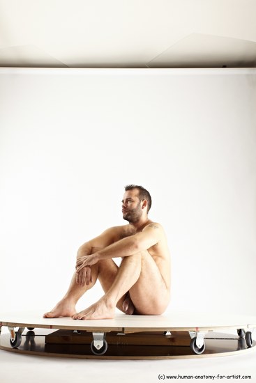 Nude Man White Sitting poses - simple Average Short Brown Sitting poses - ALL Multi angles poses Realistic