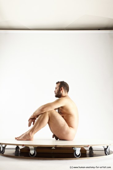 Nude Man White Sitting poses - simple Average Short Brown Sitting poses - ALL Multi angles poses Realistic