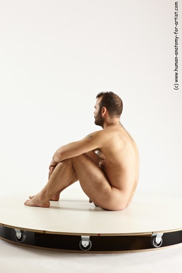 Nude Man White Sitting poses - simple Average Short Brown Sitting poses - ALL Multi angles poses Realistic