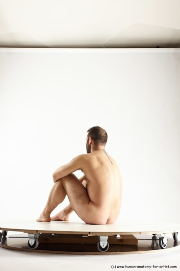 Nude Man White Sitting poses - simple Average Short Brown Sitting poses - ALL Multi angles poses Realistic