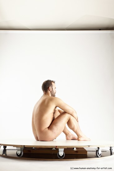 Nude Man White Sitting poses - simple Average Short Brown Sitting poses - ALL Multi angles poses Realistic