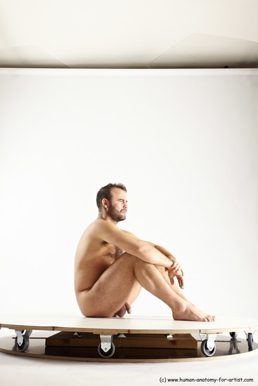 Nude Man White Sitting poses - simple Average Short Brown Sitting poses - ALL Multi angles poses Realistic