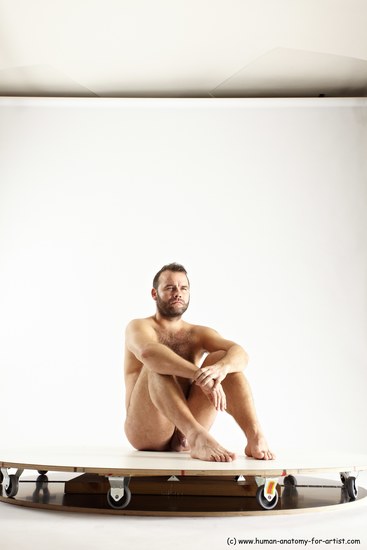 Nude Man White Sitting poses - simple Average Short Brown Sitting poses - ALL Multi angles poses Realistic