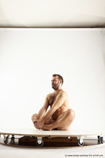 Nude Man White Sitting poses - simple Average Short Brown Sitting poses - ALL Multi angles poses Realistic