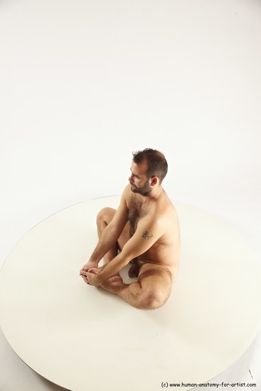 Nude Man White Sitting poses - simple Average Short Brown Sitting poses - ALL Multi angles poses Realistic