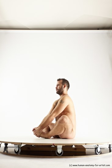 Nude Man White Sitting poses - simple Average Short Brown Sitting poses - ALL Multi angles poses Realistic